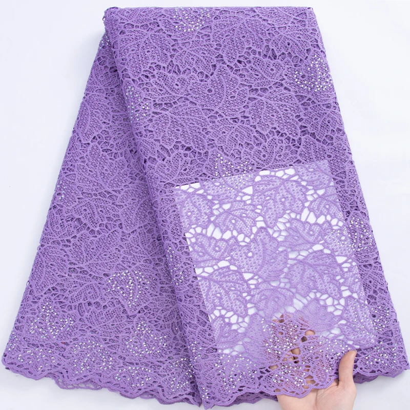 African Cord Lace Fabric 2023 Blue Guipure Lace With Dubai Beaded Fabric Nigerian Water Soluble Material For Women Prom Dress