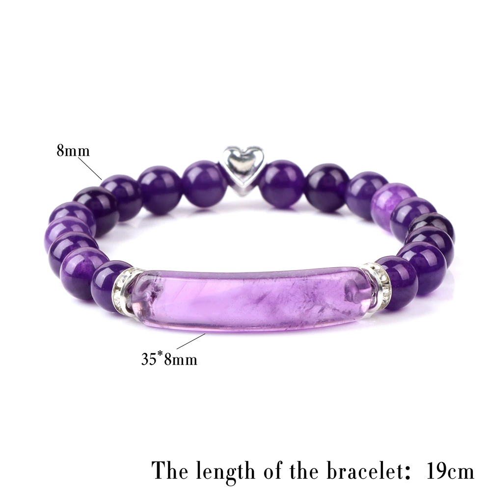 New Natural Stone 2025 Strand Beads Bracelet Amethyst Tiger Eye Malachite new Bangles Rectangle Bar Charm Reiki Bracelets for Men Women