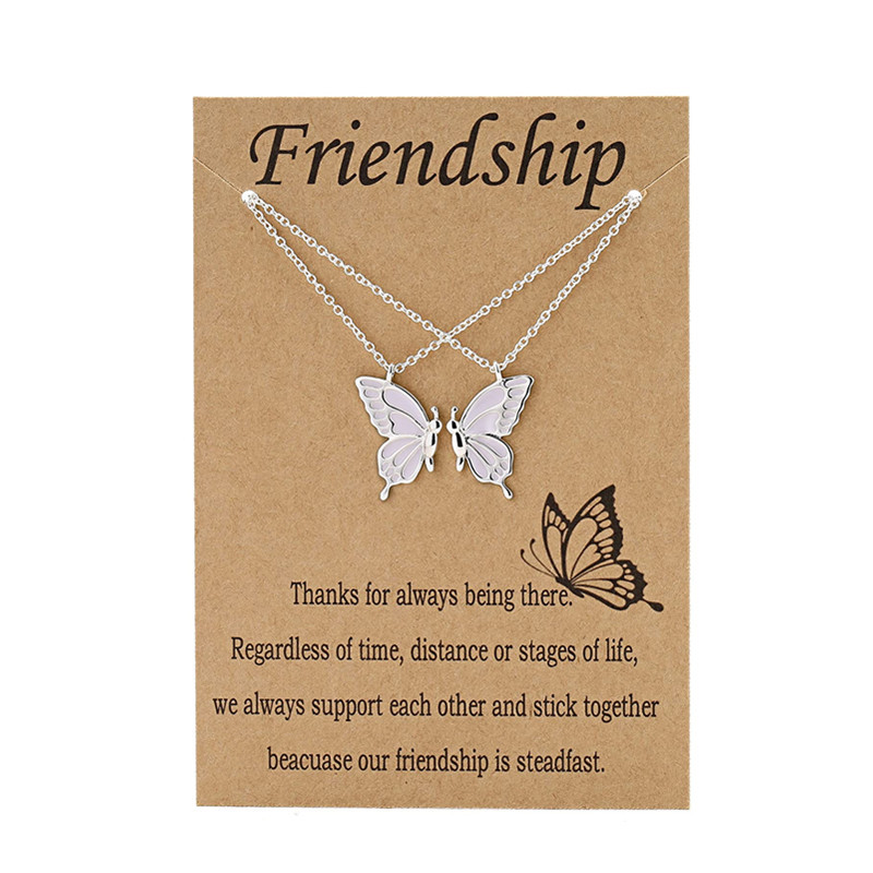 Best Friend Butterfly Necklace for Women Friendship Necklace Animal Card Clavicle Chain Pendant Mother Day Gift Designer Jewelry