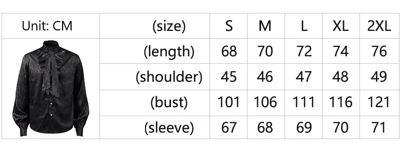 Mens Steampunk Vintage Shirt Medieval Victorian Renaissance Gothic Ruffled Shirt Drama Stage Men Long new 2025 Sleeve Viking Costume Tops