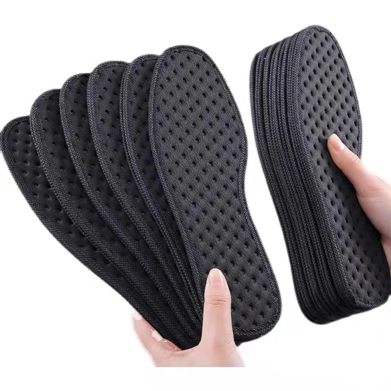 Insoles Foot Bamboo Deodorant Charcoal Insert Light Weight Breathable Thin Sport Shoes Pad Absorb Sweat Insole Men Women smile