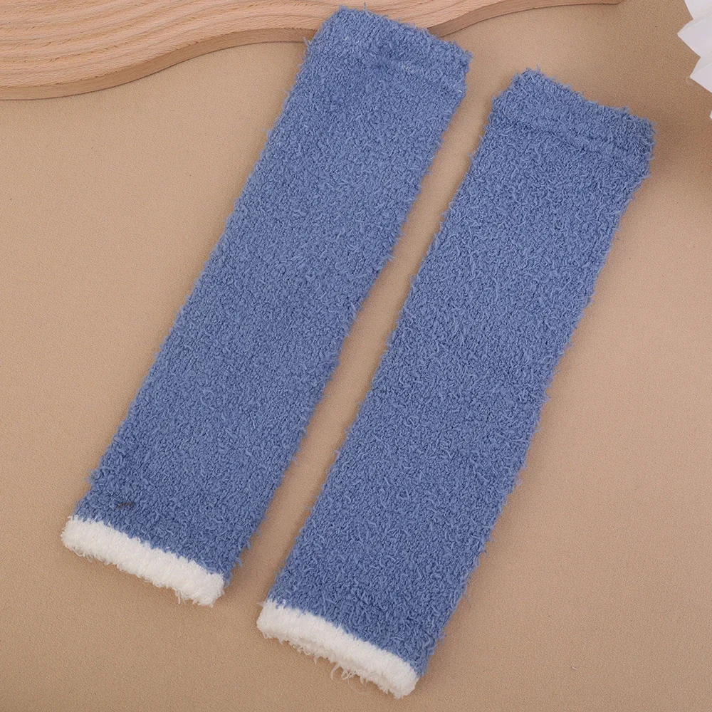 Fur Winter Warm Knee Pads for Women Coral Fleece Thick Soft Leg Arthritis Kneepad Lap Warmer Running Legs Protector Long Socks