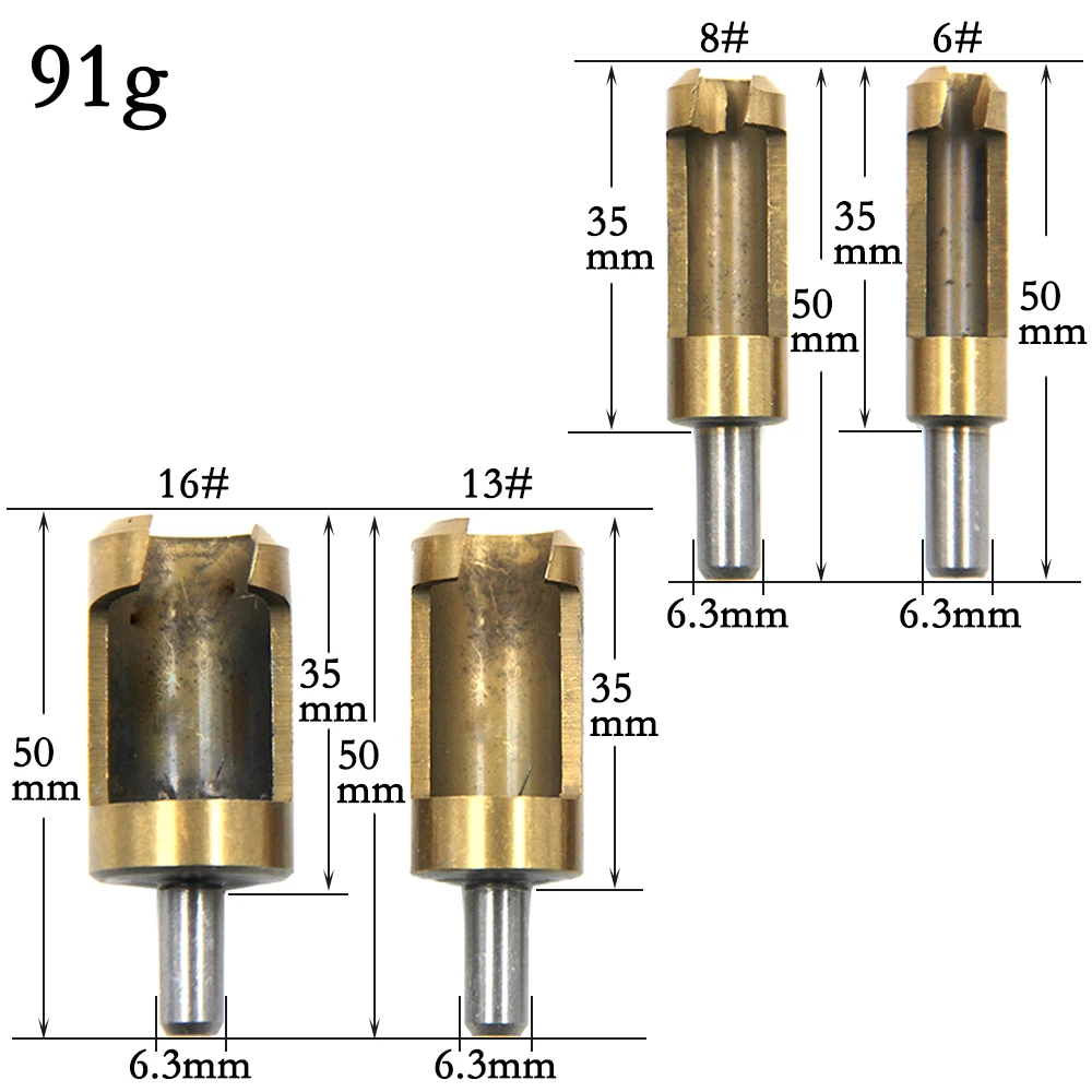 4pc new cylinder type titanium plated wood plug drill gold round wood plug 6-16mm woodworking hole opener bit 2025 tool set