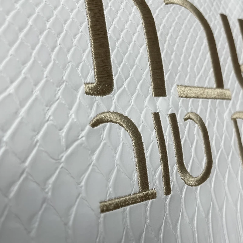 White Challah Cover for Shabbat Bread PU Leather With the gold words in Hebrew Embroidery 21x17 inch