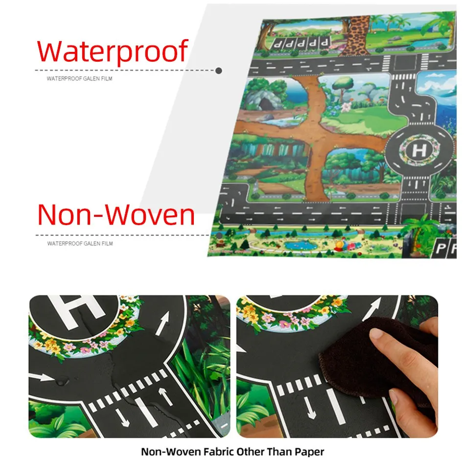 Traffic Road Map Baby Play Mat Toys City Carpet City Car Parking Lot Table Cloth Traffic Signs Baby Climbing Playing Mat Game