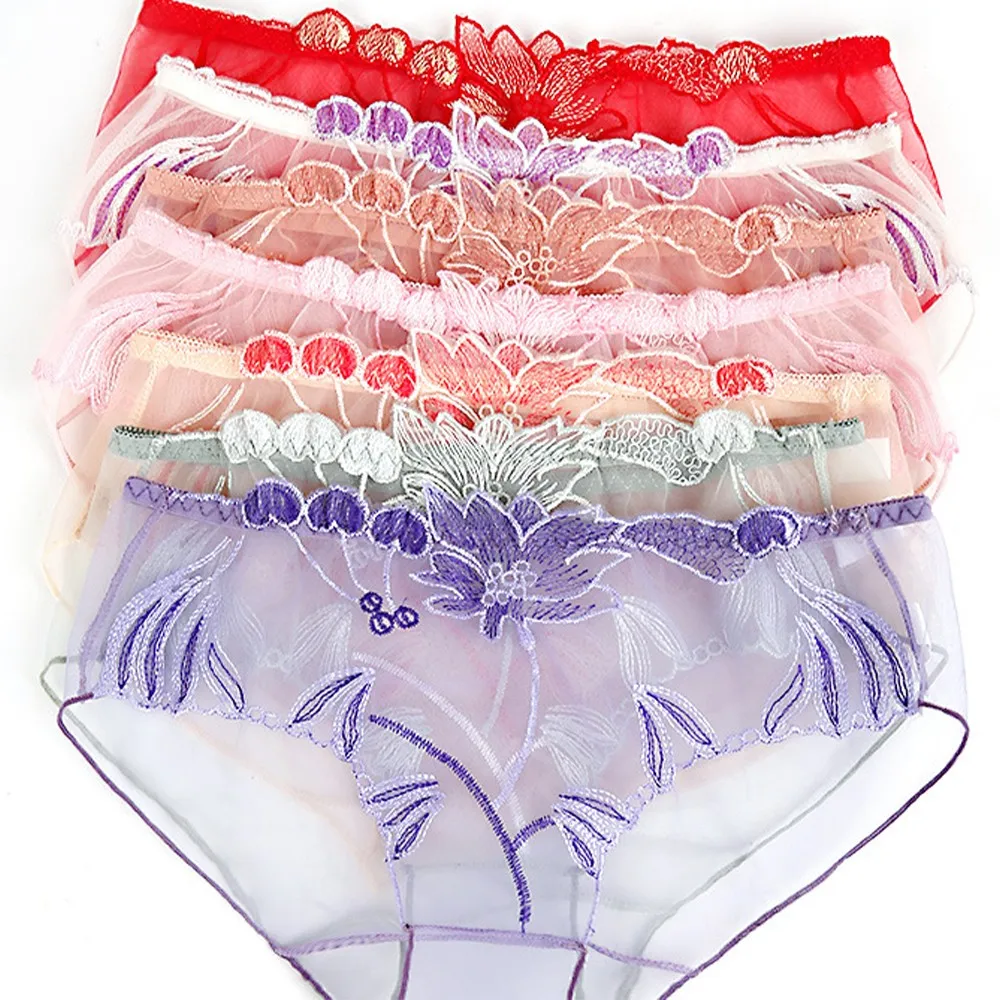Women Underwear Lace Mesh Sexy Lingerie 2025 Transparent Breathable Large Size Female Girls new Ultra-thin Briefs Underpants