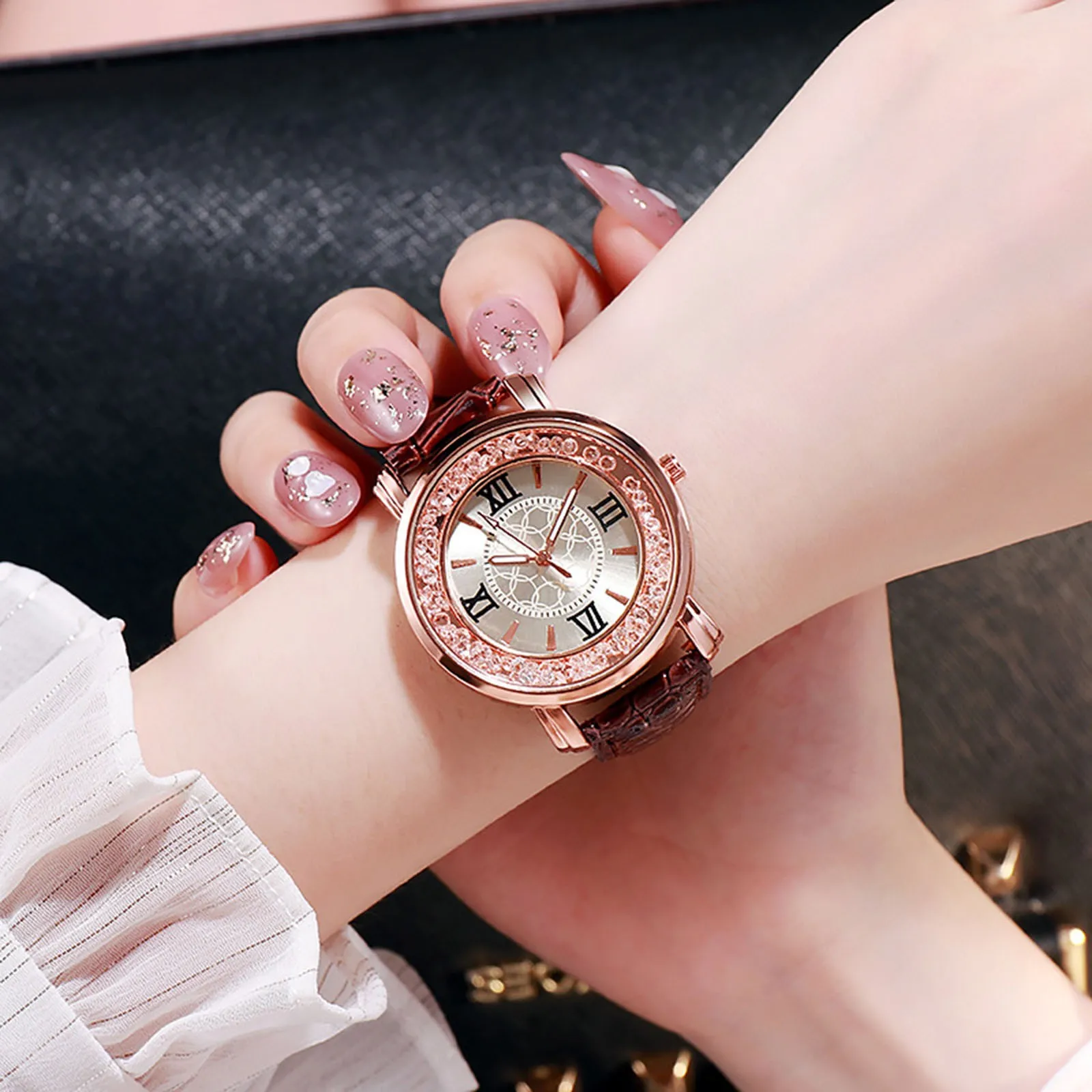 Women Watch Dial Bracelet Watches Set Ladies Leather Band Quartz Wristwatch Women Female Clock Relogio Mujer Hot Montre Femme