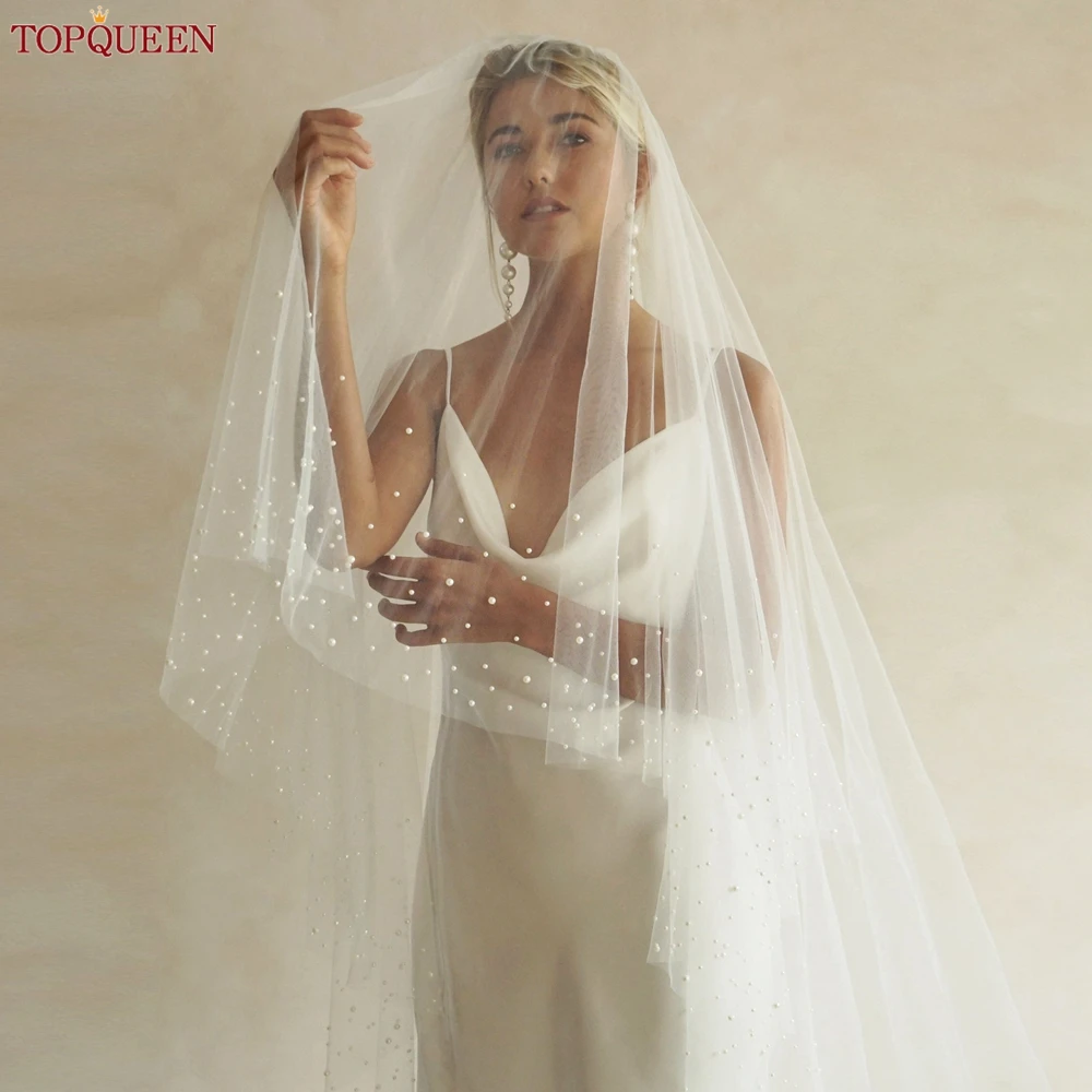 TOPQUEEN V171 2 Tier Royal new Cathedral Wedding Veil with Blusher Bridal Veils 2025 Pear Veil Bride Bachelorette Party Bride Accessories