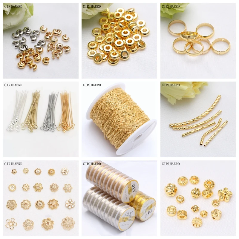 14K Gold Plated Spacer Piece Beads Caps Irregular Twist Round Piece Beaded Material For Diy Bracelet Jewelry Making Accessories