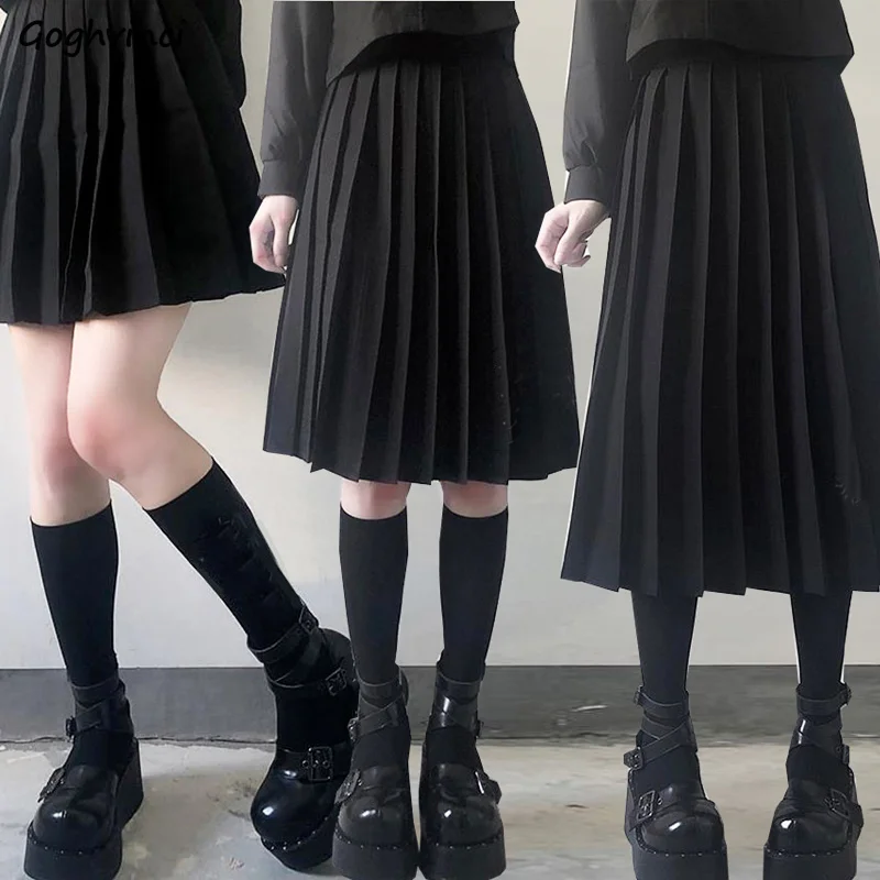Pleated Skirts Women S-5XL Vintage new Young basic 2025 Leisure Korean All-match Spring High Waist Female Skirts College