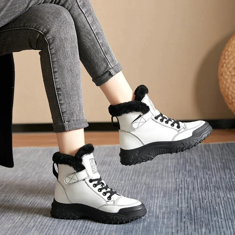 Winter Platform Shoes for Women Designer Luxury Sneakers Girls Plush Sports Shoes Flats Snow Fur Ankle Boots Tennis Female