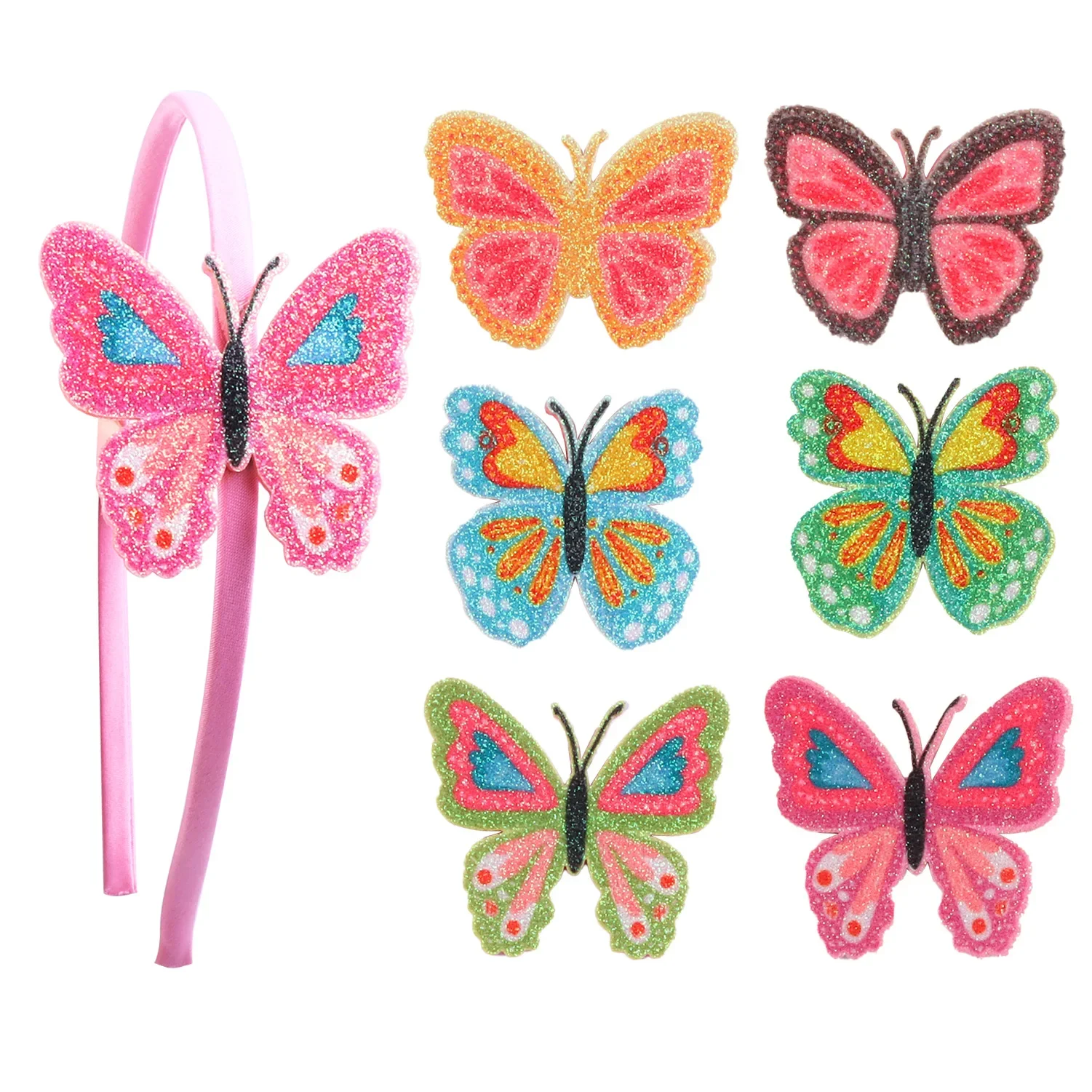 1/2pcs Glitter Butterfly Fascinator Headbands for Girls Teens Kids Child Hairbands Party Costume Performance Hair Accessories