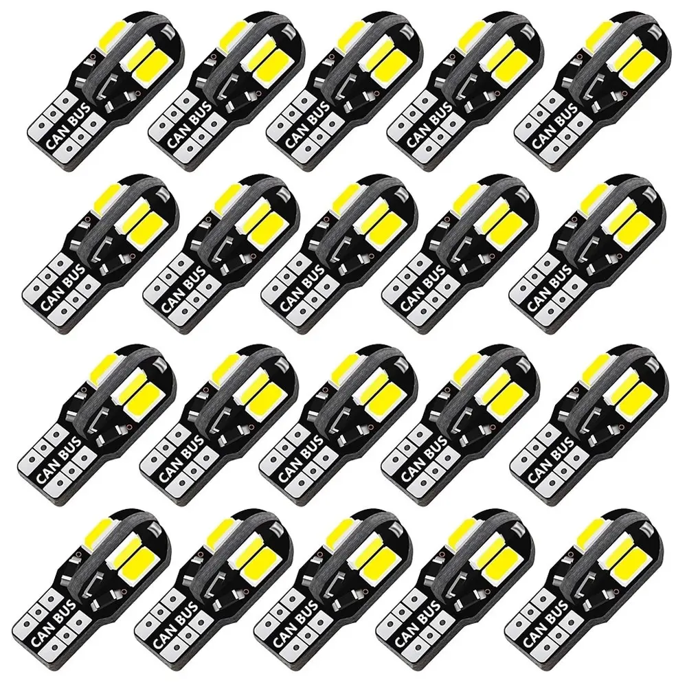 20PCS W5W T10 LED Bulbs Canbus 8SMD 12V LED Car 2025 Interior Map Dome Lights Parking Light new Auto Signal Lamp