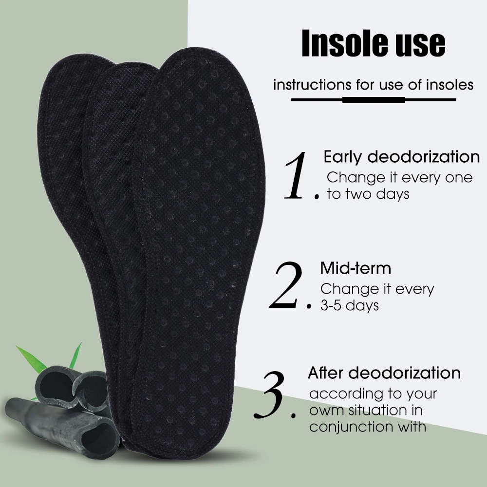 Insoles Foot Bamboo Deodorant Charcoal Insert Light Weight Breathable Thin Sport Shoes Pad Absorb Sweat Insole Men Women smile
