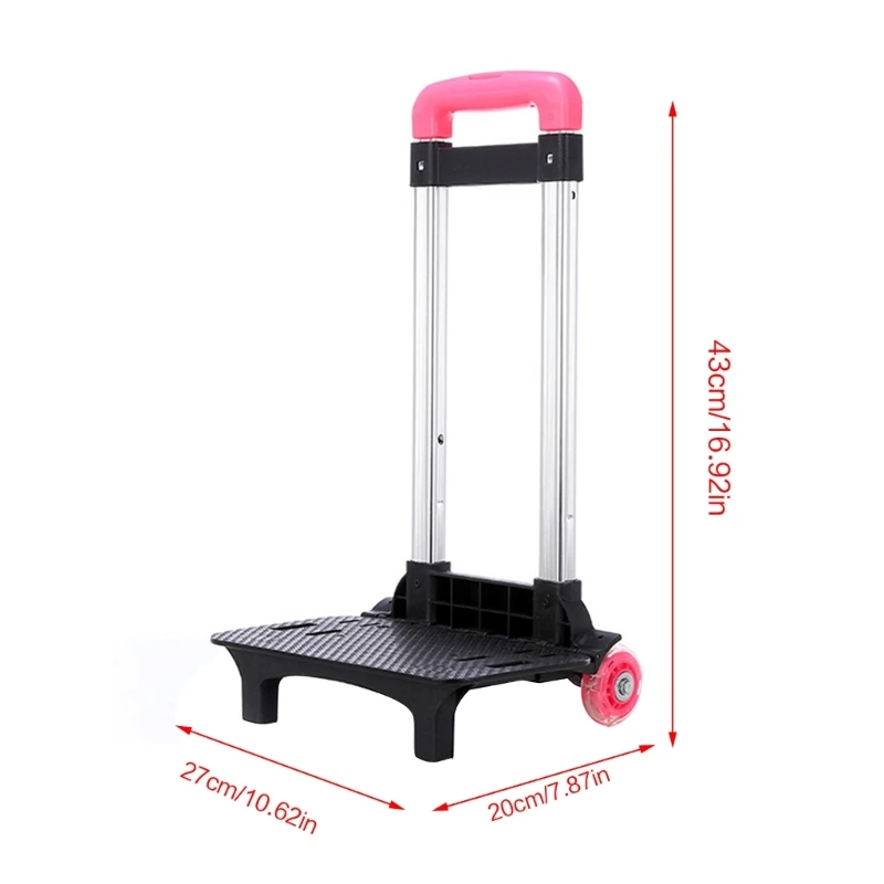 Foldable Trolley Cart 2 Wheels Backpack Trolley Durablel Aluminium Alloy Student Luggage Travel Hand Cart for School Bag