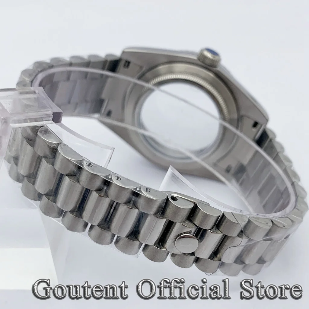 Goutent Sapphire Glass 36mm 39mm Presidential Bracelet Men's Watch Case Fit NH34 NH35 NH36 Miyota 8215 ETA2824 2836 Movement