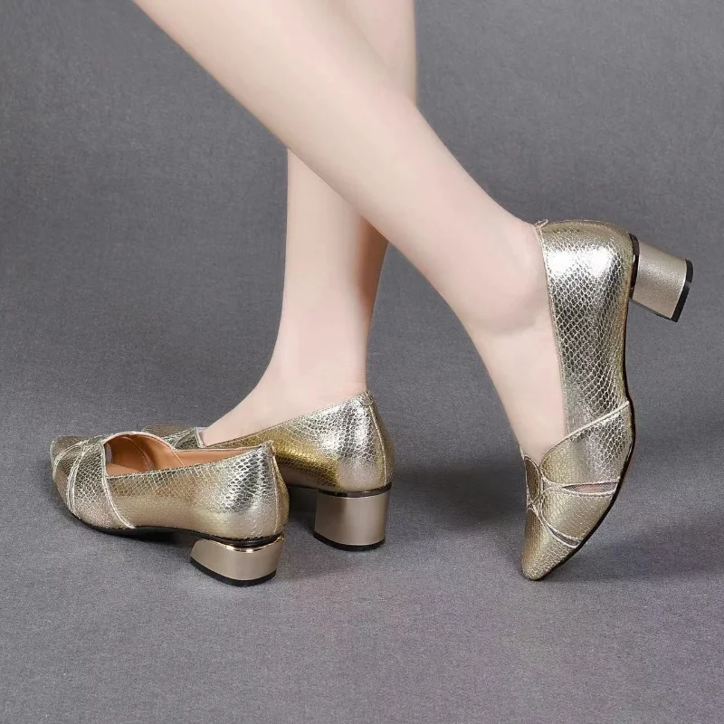 2025 2023 New Shoes Female Solid Pointed Toe Women's new Pumps Summer Office & Career Sandals Woman Square Heel Ladies Shoe Zapatos Mujer