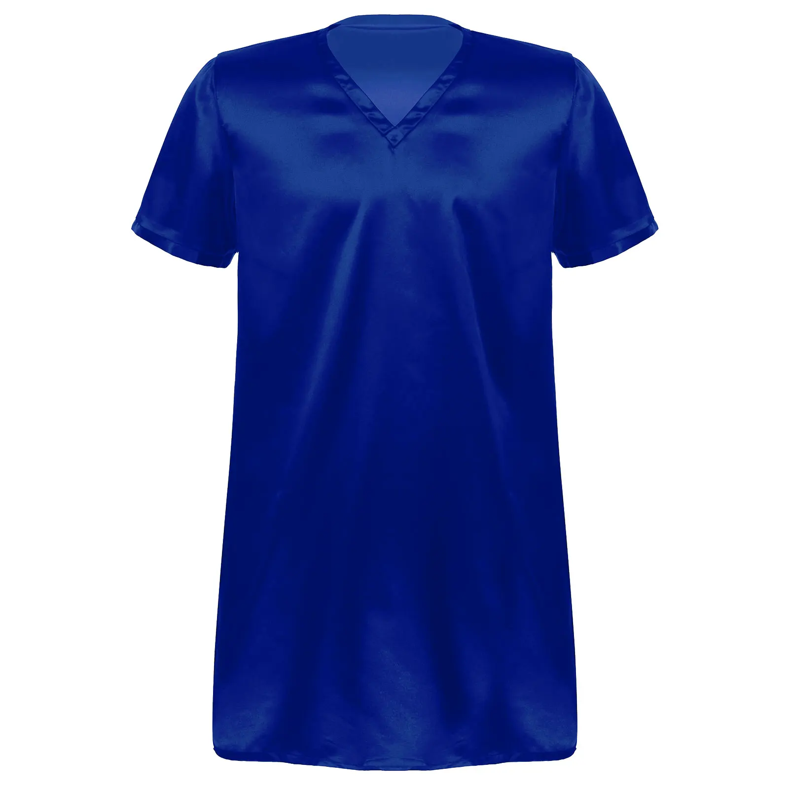 Sleepwear new Men's Silk 2025 Satin Nightshirt Nightclothes Soft Loose Short Sleeve Pamas Nightgown Summer Night Shirts for Sleeping