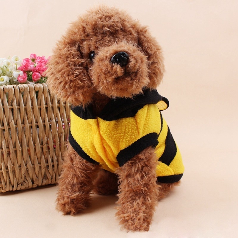 Halloween Pet Costume! Bee Dog Hoodie & Cat Cosplay - Cute Animal Puppy Fleece Sweater for Small Dogs (Chihuahua/Pug/Yorkie)