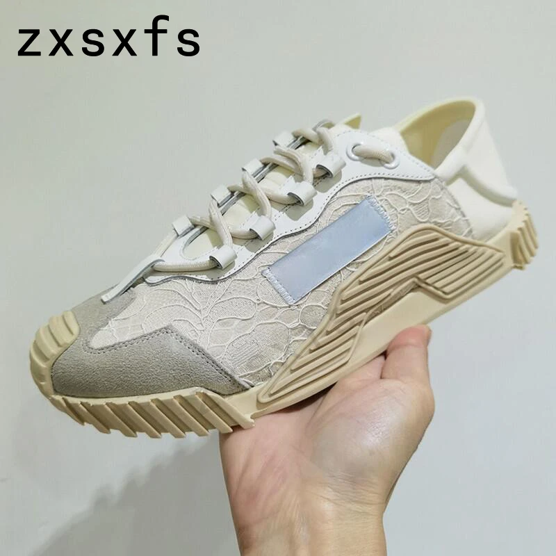 Brand Designer 2025 Women Flats Bottom Sneakers Black Cross-Tied Platform Causal Shoes Spring Summer Outside Walk new Runners For Women