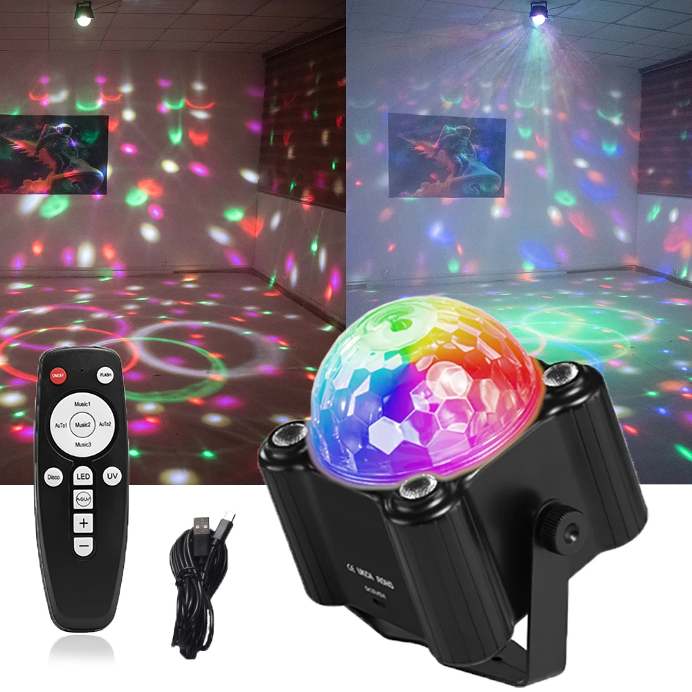 LED disco ball light UV party stage light DJ bar wedding atmosphere light Halloween Christmas remote control decorative lights