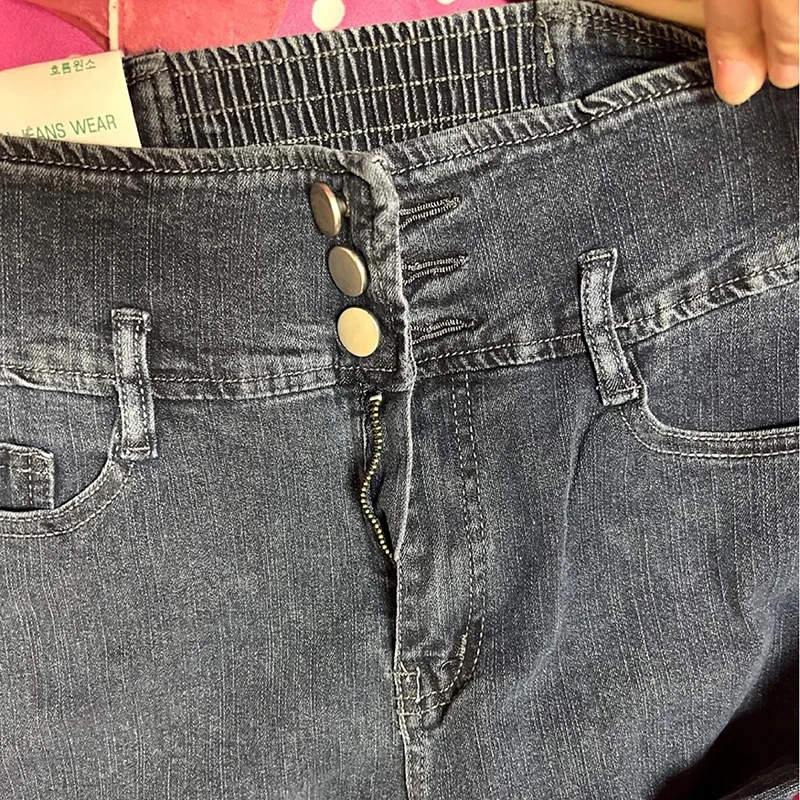 Korean Three Buttons Ankle-length Pencil Denim new Pants Female 2025 Classic High Waist Skinny Stretch Womens Jeans Elegant Denim Pants