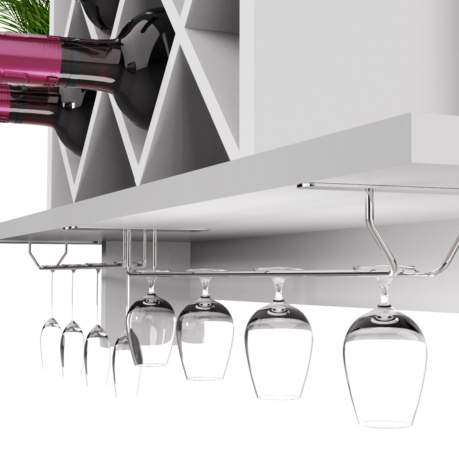 Modern Wine Cabinet Hanging White Wine Rack Bar Accessories Wall Mounted Bottle Glass Holder Shelves Creative Wall Hanging Wine