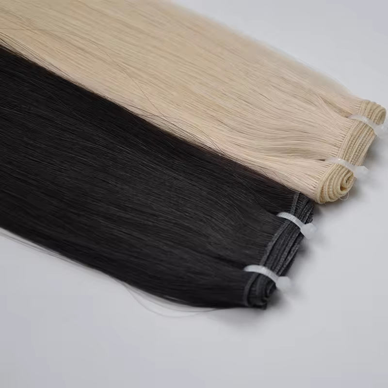 20inch Weft Human Hair Bundles Genius Hair Weft Straight Brazilian One Donor Double Drawn Natural Color 50G Piece Women Hair Weft 4pcs Lot