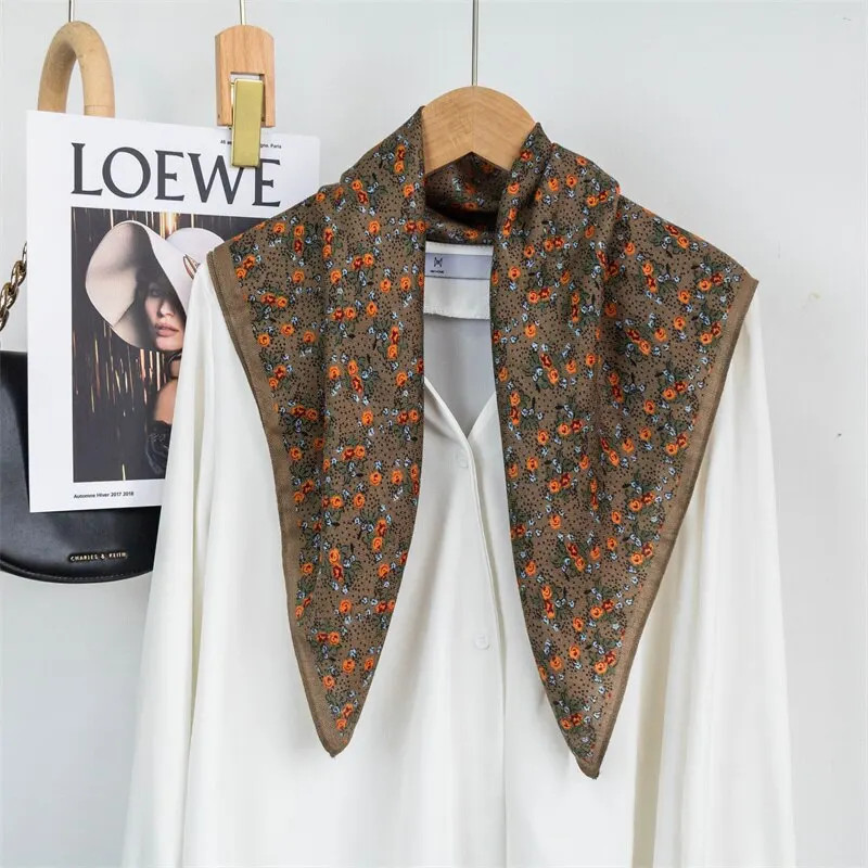 New Design Woman Printed Velvet Scarf Silky Head Scarf 65*65cm Neck Tie Small Square Scarves for Women