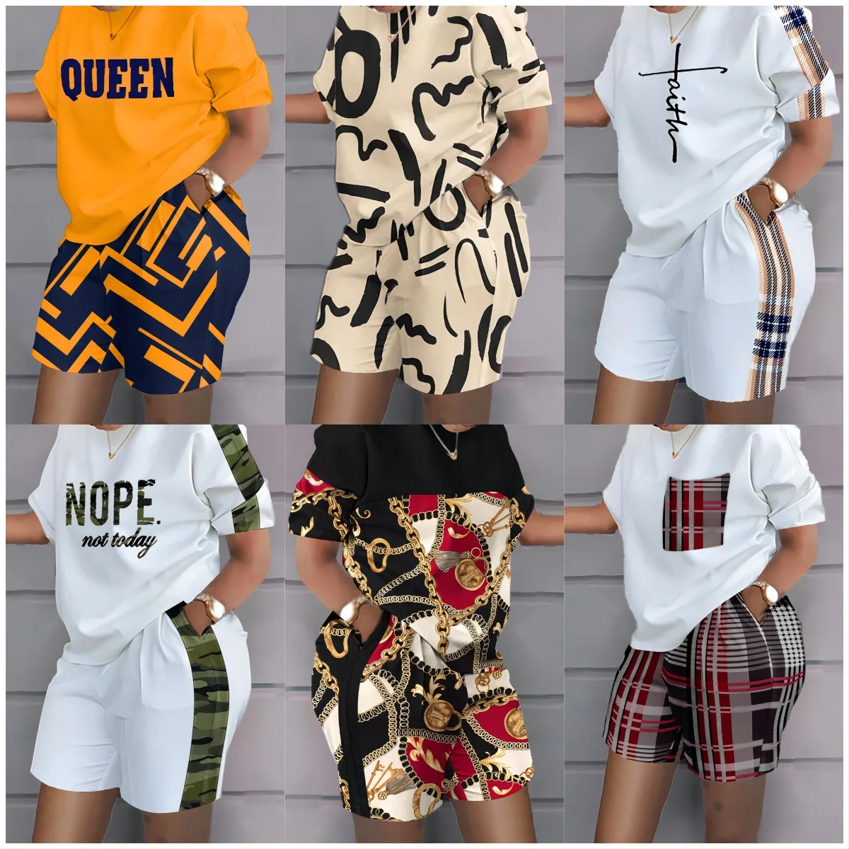 Summer Casual 2 Piece Set Women Letter Printed 2 2025 Piece Outfit O Necke Short Sleeve new T Shirt Top Shorts Suit with Pocket Women