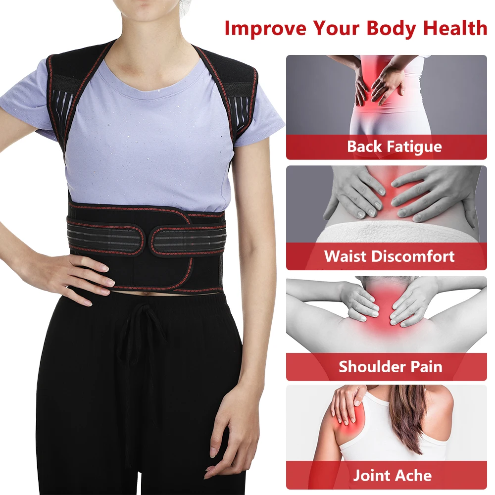 Self-heating Belt Back Support Tourmaline Magnets Therapy Warming Brace Belt Posture Corrector Shoulder Lumbar Back Pain Relieve smile