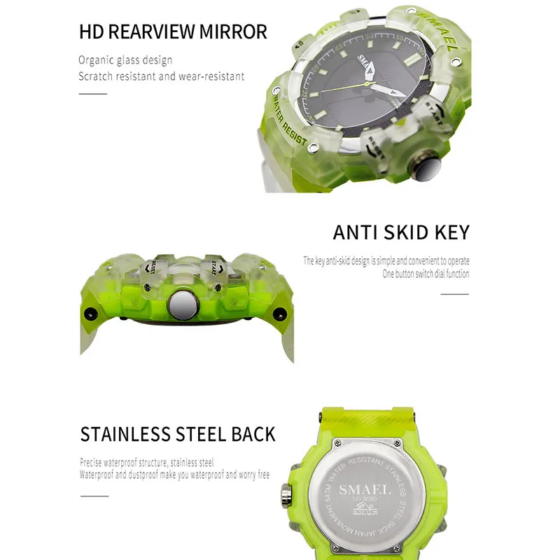 Quartz Watches 2025 Male Clock new SMAEL Brand Wristwatches 50M Waterproof Stopwatch Week Display Alarm Clocks 8080 Men Watch Sports Time