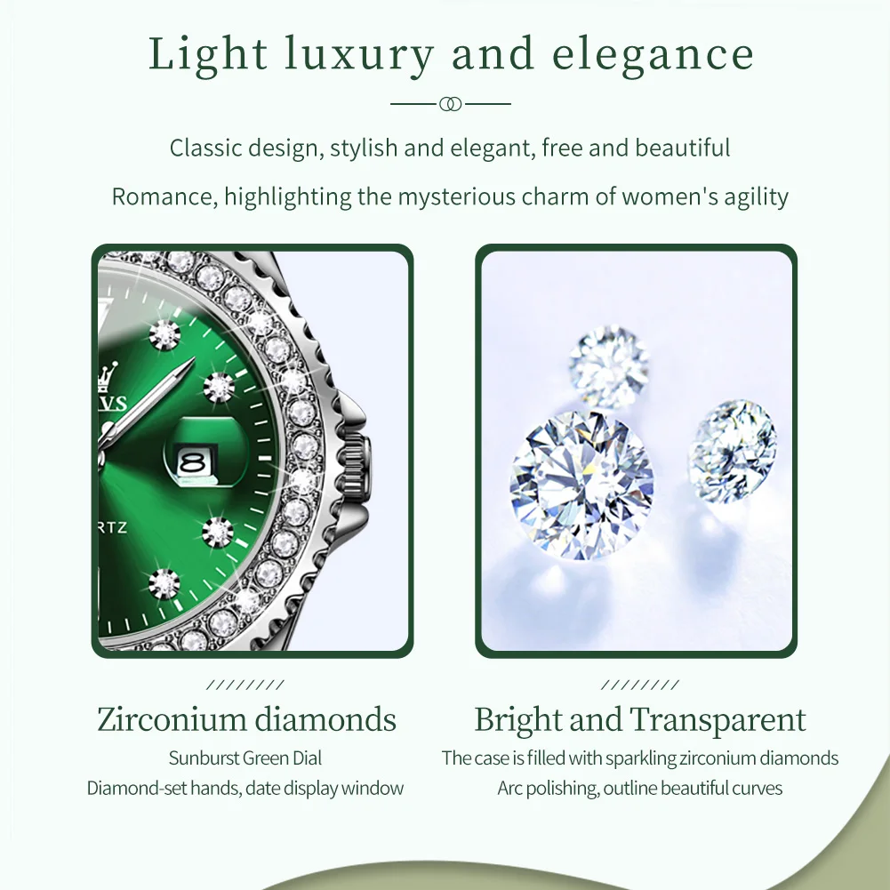 OLEVS 2025 Women's Watches Top Brand new Original Quartz Ladies Watch Bezel Dia Wristwatch Waterproof Enlarge Date New Arrival