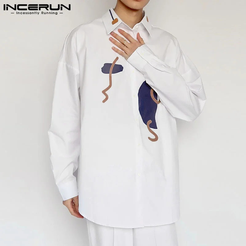 new INCERUN Tops 2023 Korean Style New Men High-end Printeding Oversize Design Blouse Casual 2025 Male Al-match Long Sleeved Shirts S-5XL