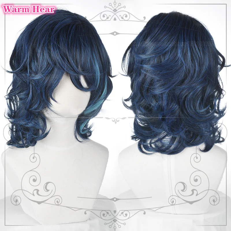 2025 Tsumugi Aoba Wig ES Tsumugi Aoba Cosplay Wigs new Blue Highlight Heat Resistant Hair Halloween Party Wigs + Wig Cap