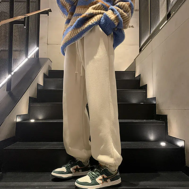 Men's Winter Pants Brushed Baggy new FASHION Jogger Korean 2025 Streetwear Harem Fleeced Clothing Plush Thicken Cashmere Sweatpants