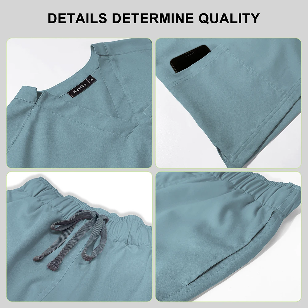 Scrubs Women Unisex Doctors Nurses Veterinarians Scrub Sets Nursing Nanny Work Clothes Elastic Comfortable Medical Uniform Suit