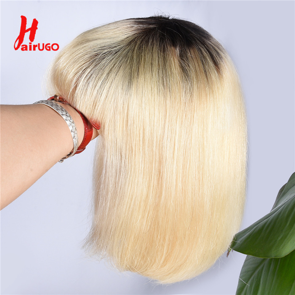 T1B/613 Dark Root Bob Wig Cheap Omber Blonde Full Machine Made Wigs For Women HairUGo Remy Omber Blonde Short BOB Human Hair Wig