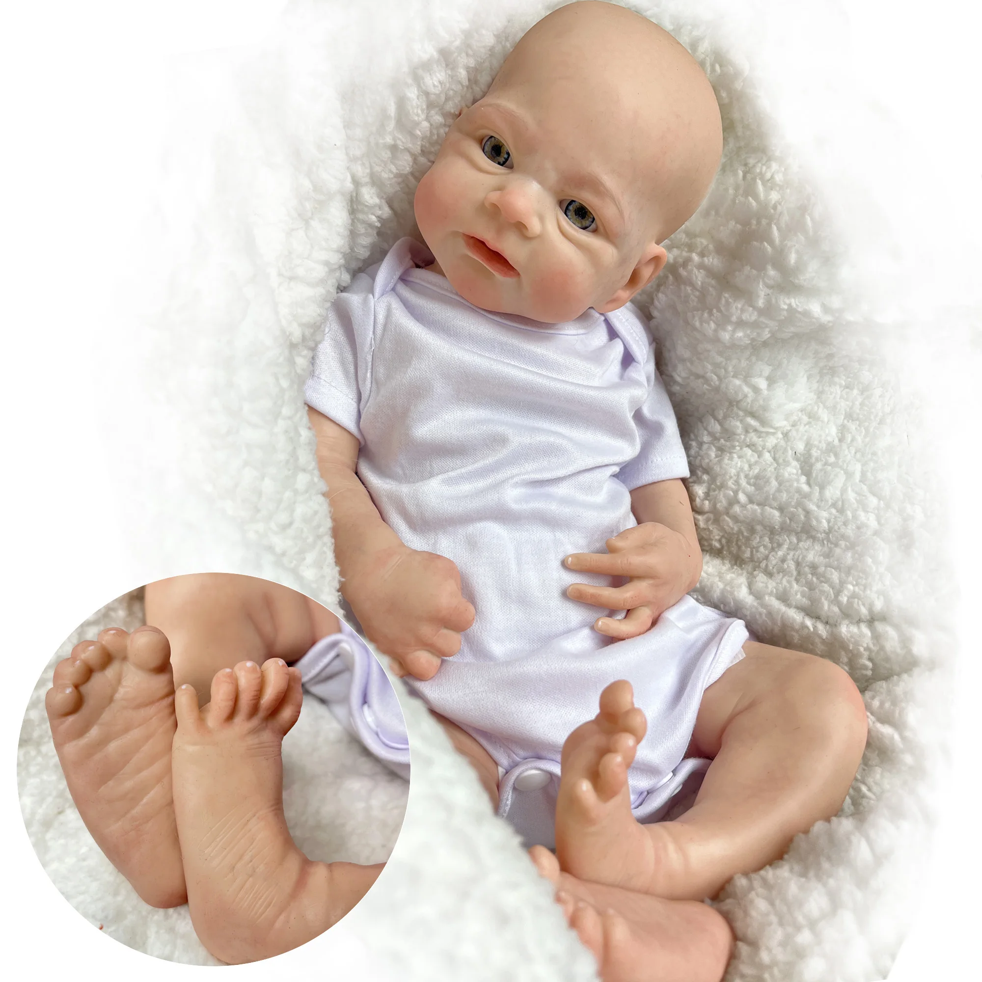 45cm Elijah Solid Silicone Bebe Reborn Girl Handmade 3D Painted Skin and Unpaint Lifelike Real Corpo De Silicone Doll