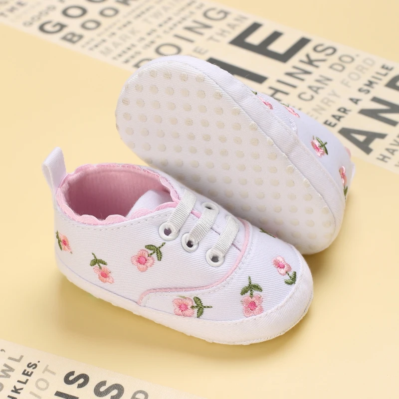 Baby Girl Shoes White Lace Floral Embroidered Soft Shoes Prewalker Walking Toddler Kids Shoes First Walker