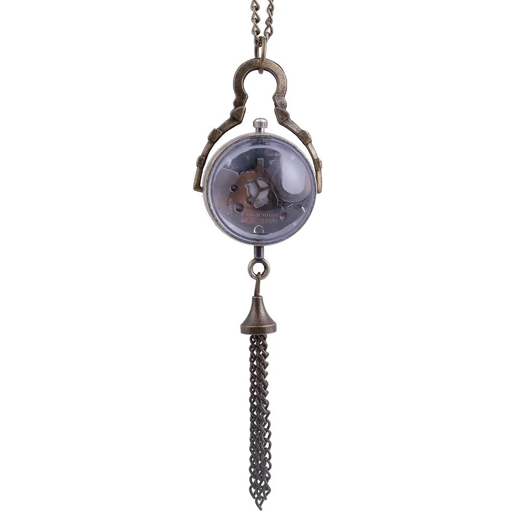 Ersonality Pocket Watch Round Glass Ball Retro Roman Scale 40. Pocket Watch Fashionable And Exquisitely Carved Pocket Watch