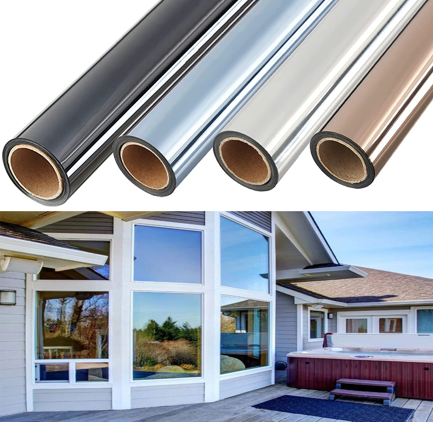 One Way new Mirror Window Privacy Film Daytime Anti UV Sun Blocking Heat 2025 Control Reflective Window Tint for Home Office Living Room