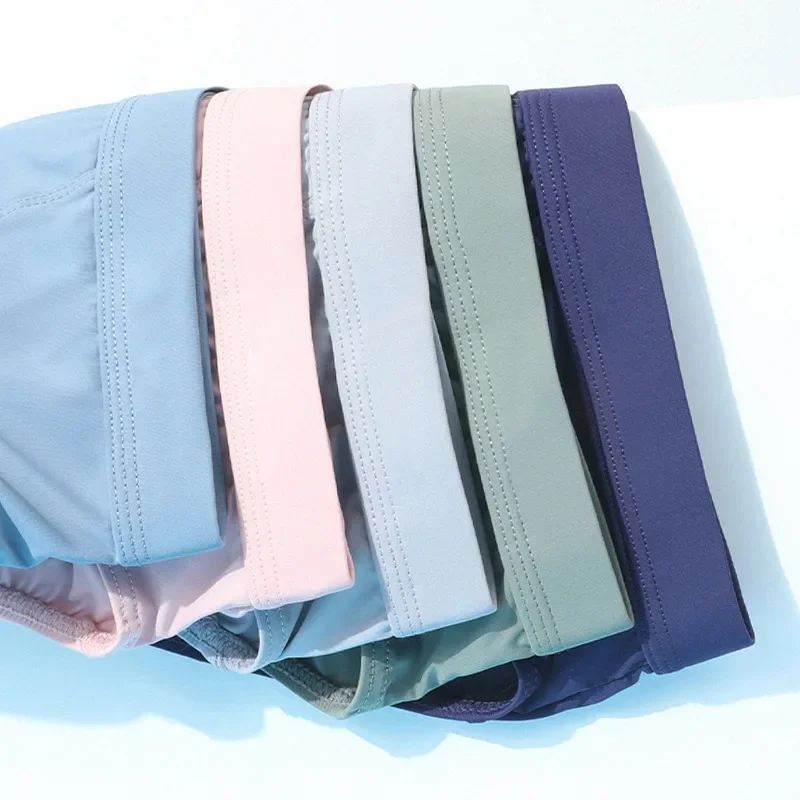 New Men's Briefs Summer Ice Silk Underwear Sexy Soft Man Panties Soild Color Underpants Breathable Male Bikini Shorts Large Size