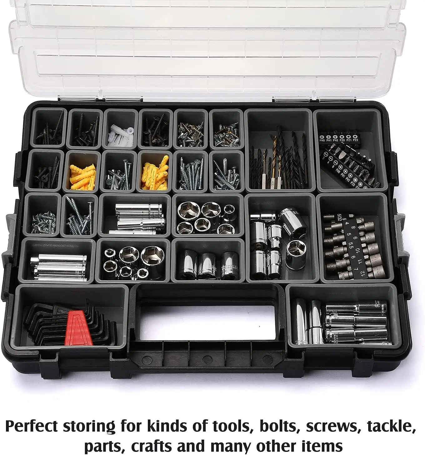 Stackable toolbox parts multiple grid plastic accessory tool box for hardware parts screws sorting accessories storage tool case
