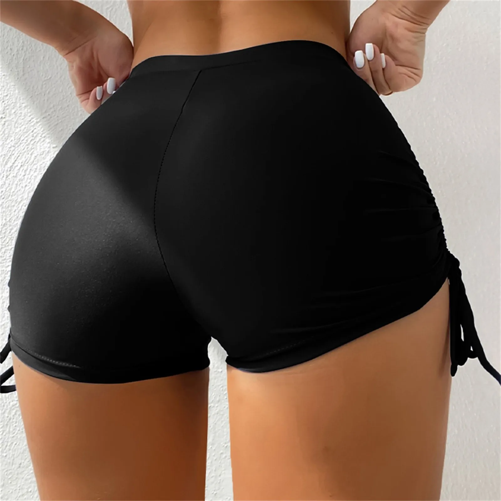 Summer Swimwear Bottoms Women Brazilian Bikini Bottom Side String Tie new Thong Bathing Pants Swimsuit High Waist 2025 Ruched Swim shorts