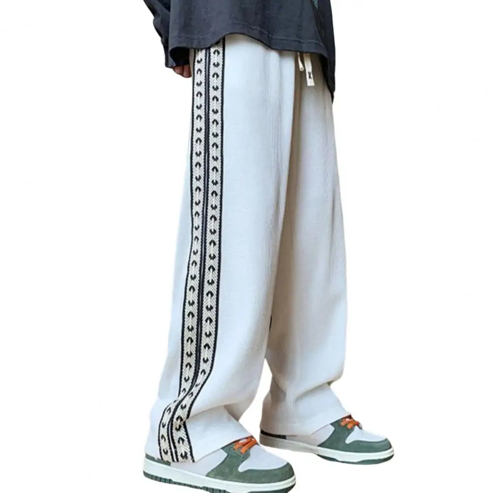 new Men Pants Shrink Resistance Absorb Sweat Casual 2025 Trousers Drawstring Elastic Waist Waffle Grid Spring Sweatpants Men's Clothing