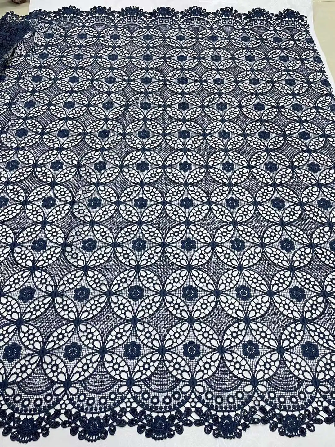 White Guipure Cord Lace Fabric 2023 High Quality With Sequins African Guipure Cord Lace 2025 For Sewing new Evening Party Dresses