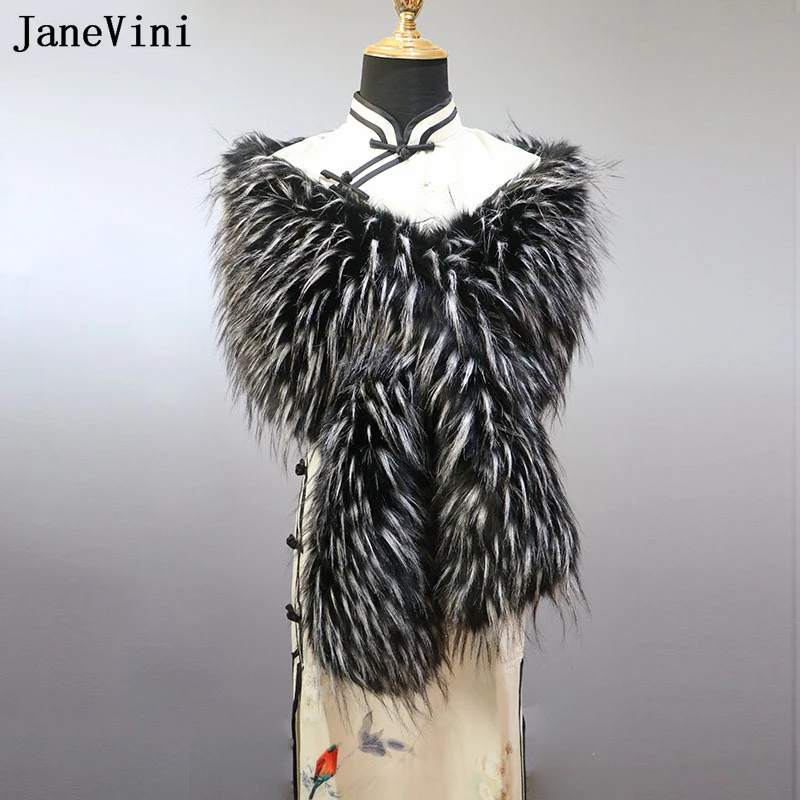 JaneVini Dark Blue Bolero with Fur Faux Fur Bridal new Shawls for Wedding Dress Fashion Women Party Shawl Wrap Wedding 2025 Jacket Stoles