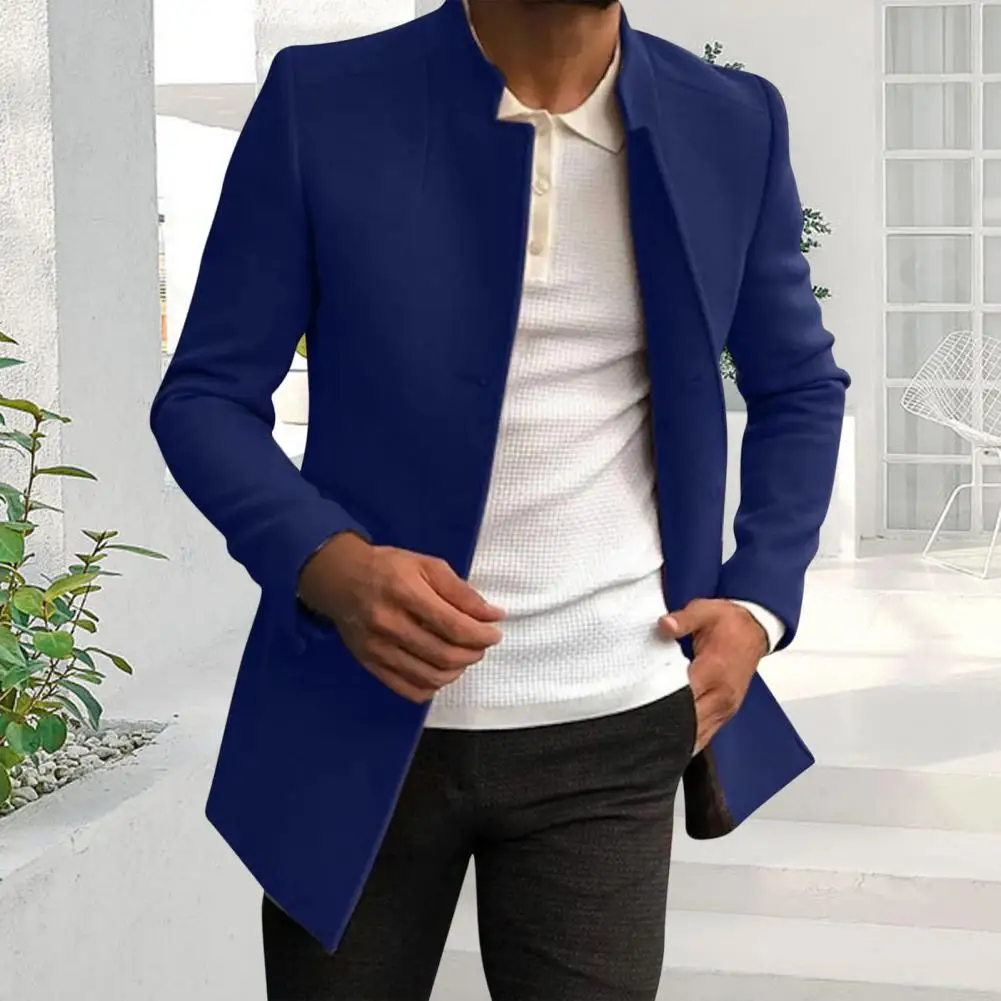 Trendy Men Suit Coat 2025 Formal Men Woolen Coat Long Sleeves new Keep Warm Slimming Buttons Woolen Jacket