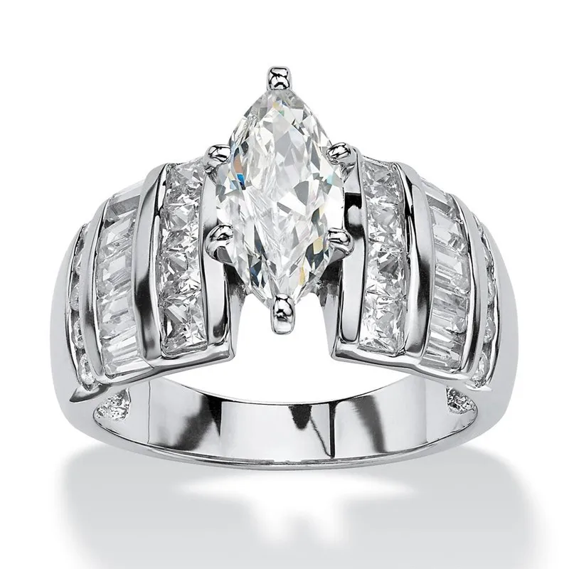 Huitan Luxury Proposal Engagement Ring Bling Bling White Cubic Zirconia Elegant Marquise AAA CZ Wedding Bands Jewelry for Women